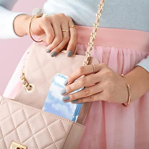 ORYUEKAN Mini torba za šminkanje sa ogledalom, torbica za kvačilo od kože futrola za ruževe, Lovely Cloud Cartoon Sky uzorak