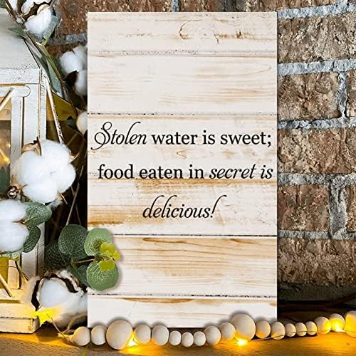 Drveni znak Inspirational ukradena voda je slatka vintage drvena zrna zidna umjetnost Viseća znakova ploča za kućnu kuhinju stol zid dekor žene poklon 6 x 10 inčni