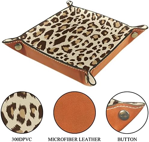 Kožna posuda za valet, ležište za kockice sklopivi držač za kvadrat, obrub Organizator ploča za promjenu kovanice, moderni leopard