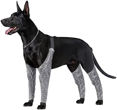 Pasa za pse za pse, podesive, anti-prljave pseće rukave kako bi se spriječilo lizanje, vodootporne prednje i zadnje noge rukava za pse sive velike