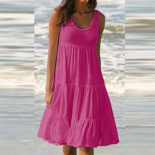Nokmopo ženske casual haljine kratki rukav, Ženska ljetna haljina za odmor na plaži Elegantni solid V izrez špagete remenice