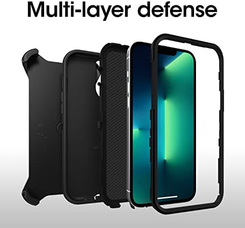 OtterBox iPhone 13 Pro Max & iPhone 12 Pro Max Defender serije Case - Crna, Čvrsta i izdržljiva, sa zaštitom luka, uključuje Clip Chickstand