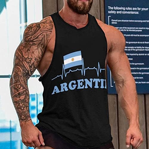 Argentinski Fudbal Heartbeat Tank Top za muškarce ljeto rukav prsluk mišića majice za Casual Sport Gym