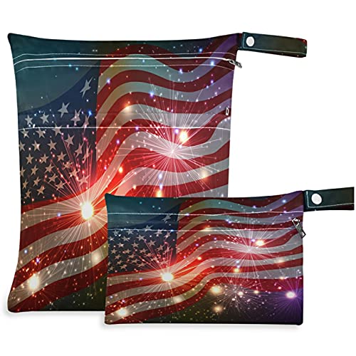 visesunny apstraktna američka zastava 2kom mokra torba sa džepovima sa patentnim zatvaračem periva prostrana torba za pelene za višekratnu
