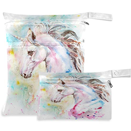 visesunny apstraktni stil uljana slika Unicorn 2kom mokra torba sa džepovima sa patentnim zatvaračem periva za višekratnu upotrebu