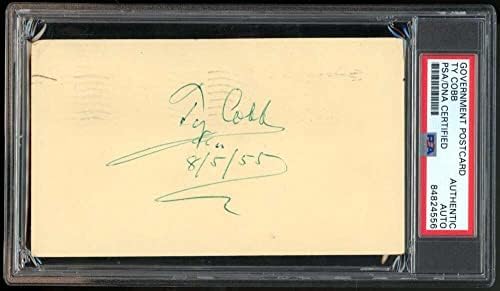 Ty Cobb potpisao autogram za razglednicu PSA Authentic upisan 8 / 5 / 55 ES1174 - MLB potpisi