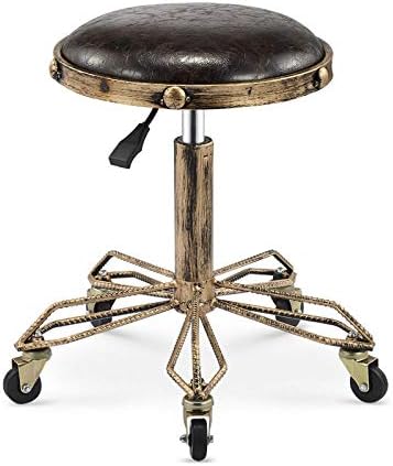 Stomatološke stolice sa točkovima，okretna stolica podesiva po visini sa smeđom Pu sedištem od sintetičke kože，Podesiva visina 51-65