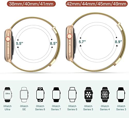 2 pakovanje metalnih magnetskih opseva kompatibilan sa Apple Watch Band 38mm 40mm 41mm 42mm 44mm 45mm 49mm za žene muškarci, nehrđajući