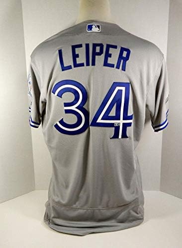 Toronto Blue Jays Tim Leiper 34 Igra Izdana siva Jersey Postsezona Patch - Igra Polovni MLB dresovi