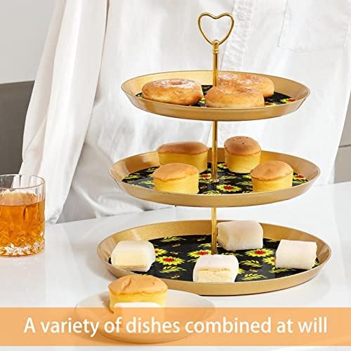 Tfcocft stalak za tortu sa desertnom čašom,dekoracija stola za proslavu rođendana vjenčanja,bešavni uzorak žutog suncokretovog cvijeća