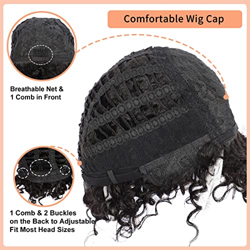 Brinbea 8 kratke Afro kovrčave perike za ljudsku kosu za crne žene Kinky kovrčava perika s punom glavom s šiškama prirodnog izgleda