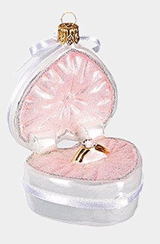 Dijamantski zaručnički prsten u kutiji za srce Poljsko staklo Božićna dekoracija ukrasa