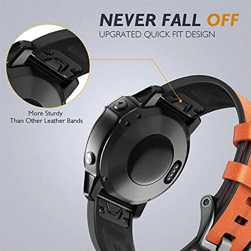 Vevel Sportski kožni silikonski remen za Garmin Fenix ​​7x 7 6x 6 Pro 5x 5 Plus 3hr Easy Fit Quick Release Rašilica 26 22 mm narukvica