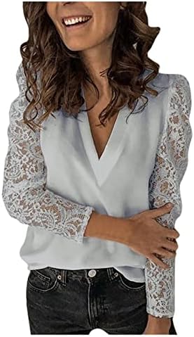 Košulje s dugim rukavima za žene Casual Sexy V izrez Modne T košulje Plus Size Solid Boja Izlazak na vrh Bluza Bluza Duks