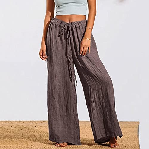 Ženske casual pantalone nacrtavaju elastične pantalone za noge za elastičnu struku Ljetne casual labave fit duge pamučne pantalone