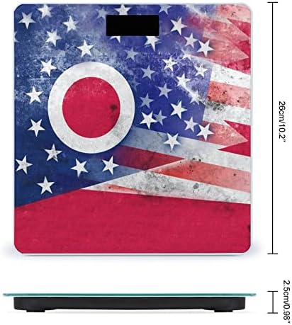 Vintage SAD i Ohio državna zastava Pametna digitalna vaga za tjelesnu težinu home Backlit LCD vaga za vaganje sa visokim preciznim