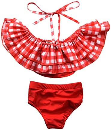 Kupaći kostim za djevojčice dvodijelni ljetni kaiš karirani Print Volani kupaći kostimi kupaći kostim djevojčica djevojčica Tankini