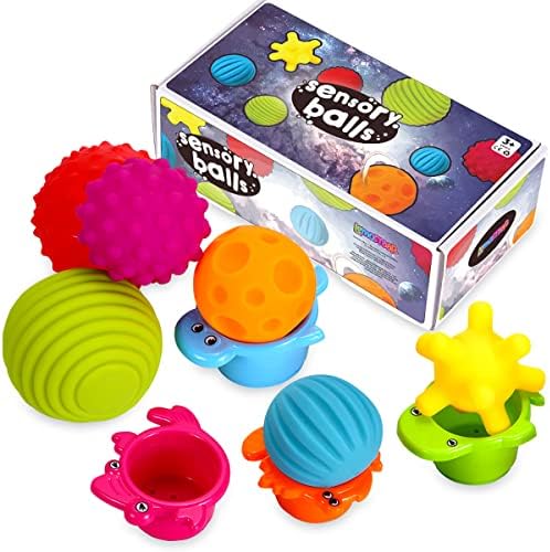 Lemostaar Sensory Balls za djecu-teksturirani Multi Ball Set za bebe & amp; Toddlers + zidne naljepnice za djecu-Safari Adventure