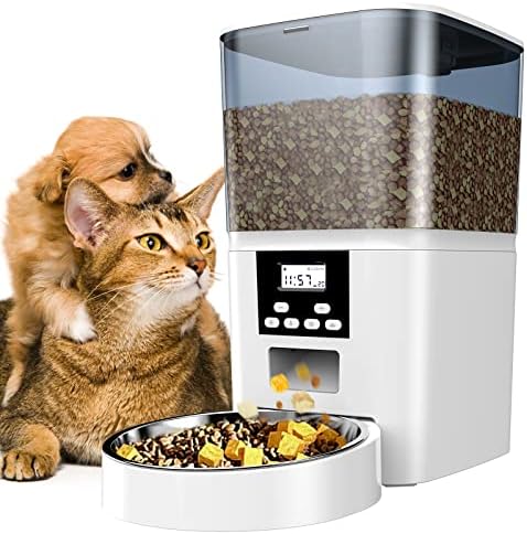 Tomxcute automatske hranilice za mačke,dozator suhe hrane za mačke malog psa, 6L tempirana hranilica za pse sa vrećicom za sušenje