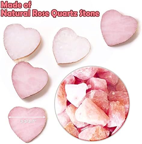 Rose Quarct Agate Coaster Heart Pink Geode Stone Coaster za piće Poklon kutija 1 kom, Kristalno kolumnica za rođendan Božić za Valentinovo