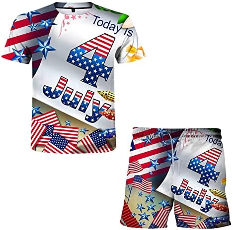 Ljetne muške košulje ljetna Zastava American Printing 3D Casual Day Independence Set Muška muška odijela & amp ;šal sa