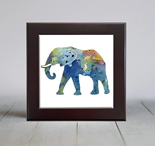 Elephant Plava Apstraktna Akvarelna Umjetnost Dekorativna Pločica
