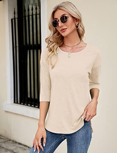 Kancystore Womens Tops 3/4 rukava Ležerne prilike Ležerne prilike, majica sa škarem