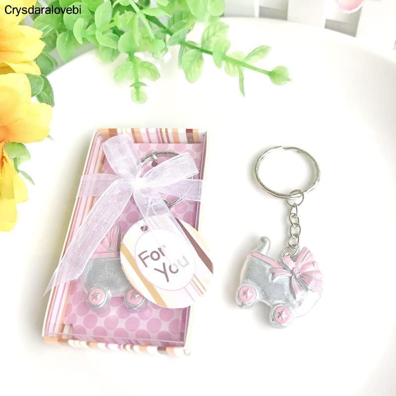 CrysDaralovebi 50pcs Baby Carriage Baby odijelo za bebe Key Ring Favors Baby Tuš Krstim Party Enthersake Rođendanski pokloni za rođendan