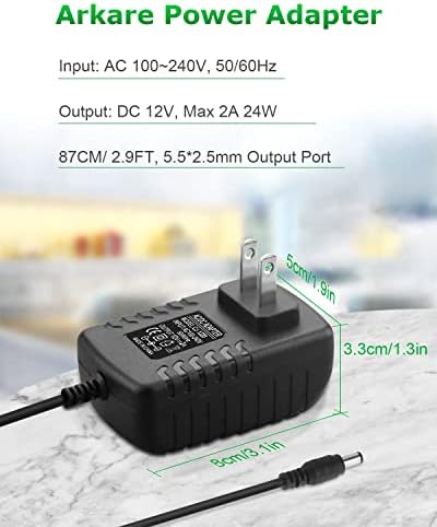 Arkare 12V napajanje 2a AC / DC Adapter 12Volt zidni Punjač zamjena kabl za Napajanje AC 100V-240V u DC 12Volt 2a 1.5 a 1a konverter za sigurnosne kamere Bt Speaker GPS Webcam Router skener sa 10 savjeta