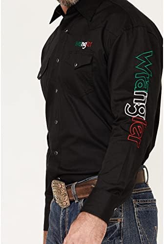 Wrangler muški Meksiko Logo Snap Zapadna košulja Crni medij