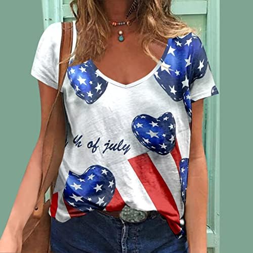 Košulje 4. srpnja Žene USA zastava Thirts Majice Casual Ljetni vrhovi kratkih rukava majica Patriot Comfy Loase Majica Tunic Tops