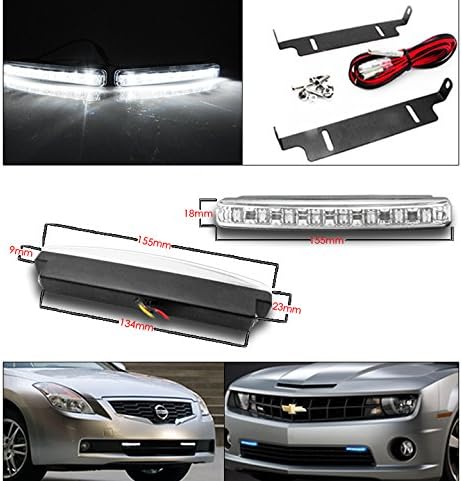 ZMAUTOPARTS zamjena Crne farove farovi sa 6 bijele LED DRL svjetla za 2005-2006 Infiniti G35 Sedan 4DR