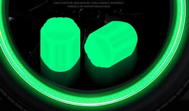 Nuteor Fluorescentna ventila za zelenu gume stabl Caps pribor za ukrašavanje stila, 4 kom