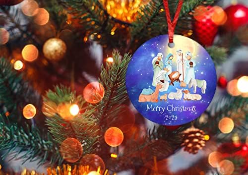 Jaslica scena Božić Ornament Sveta Noć keramički Ornament vjerski Božićni ukrasi rođenje ukrasi za božićno drvce 3 inčni Porculanski