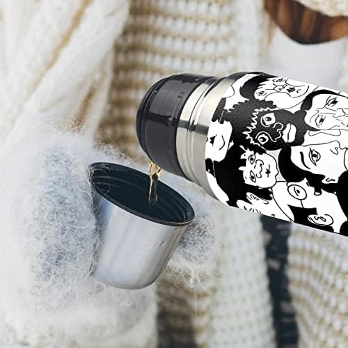 LILIBEELY 17 oz Vakuum izolirane boce od nehrđajućeg čelika Sportska kavana Putna krigla Filk Prave kože omotane BPA besplatno, različite osobe u crtanom stilu