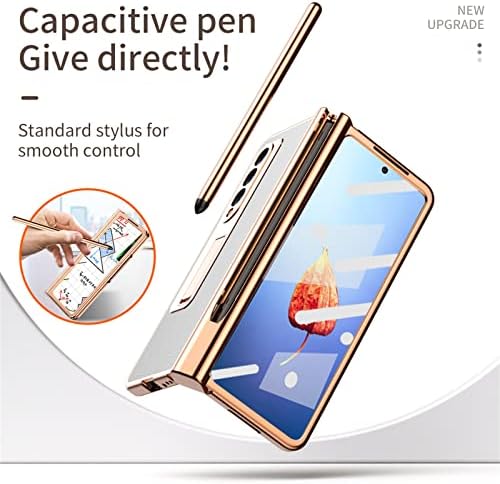 GOUHGKH Galaxy Z Fold 4 futrola, 4-u-1 kožna futrola za zaštitu šarki sa držačem S Pen i zamjenom S Pen, kompatibilna sa Samsung Galaxy