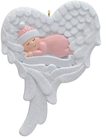 MAXORA Baby Girl Pink Angel Ornamenti sjećanje gubitak djeteta pobačaj spomen Ornament Personalizacija Tree dekoracije