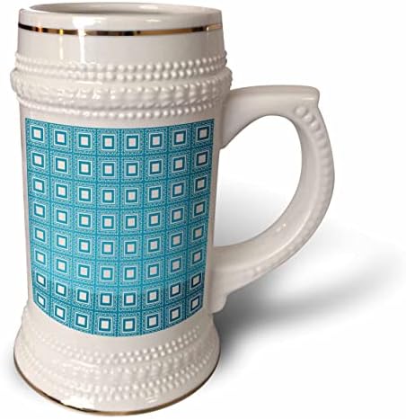 3drose modernog geometrijskog uzorka Aqua i Bijelog kvadrata - 22oz Stein šolja