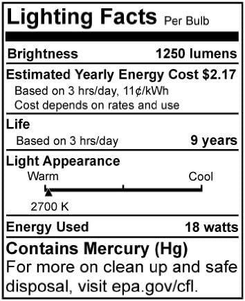 Bulbrite Cf18ww/LM 18w Super Mini kompaktna fluorescentna sijalica sa niskim sadržajem žive, topla bijela
