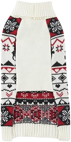 Bijeli crveni ružni vintage pleteni zamorni zamoranski svečani božićni džemper za pse za štene, x-male veličine Dužina 9