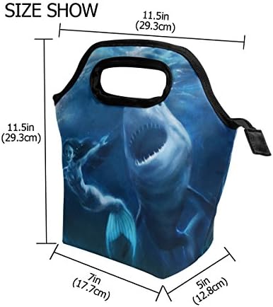 Vipsk vrećica za ručak za odrasle / muškarce / djecu, bijeli morski pas ulov Mermaid plava kutija za ručak, vodootporan putni prostor