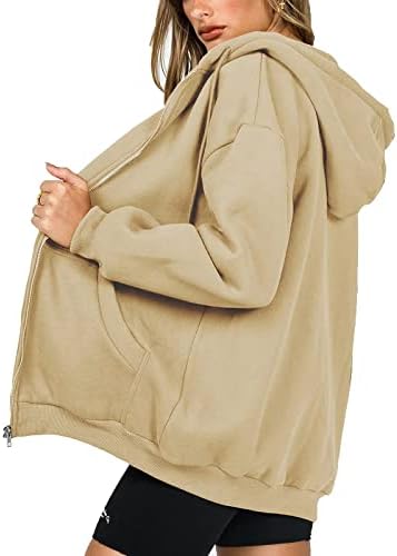 Fomoyuu Womens prevelizirani zatvarač up duksev y2k jakna vrećicu Basic Basic patentni kaput sa kapuljačom