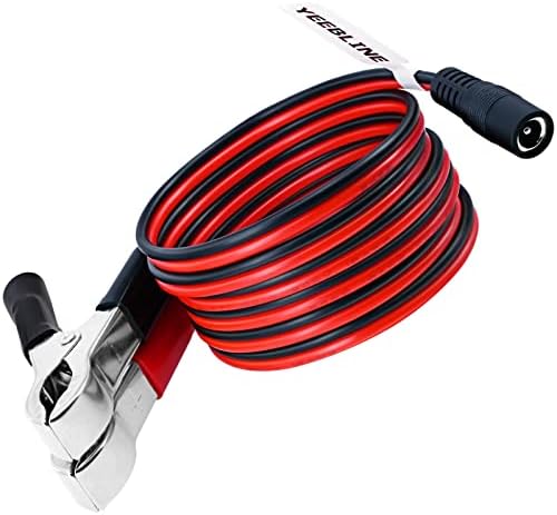 Yeebline DC 5.5 2.1 mm Produžni kabl za stezaljke za baterije, 5ft 16awg 12V DC baterija Aligator kopče DC konektor ženski na baterijsku stezaljku za auto Punjač Adapter za napajanje