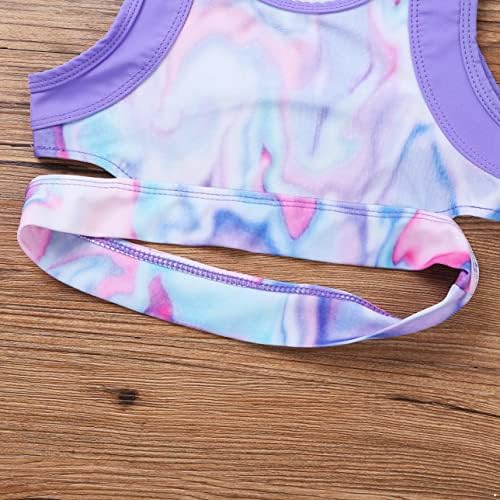 Hedmy Kids Girls Cutout Ret Cropor TOP COLORPOLY STRETSKI TANK ZA KUPA ZA AKTIVNE SPORT GYMNASTIČNI BALLET PLES