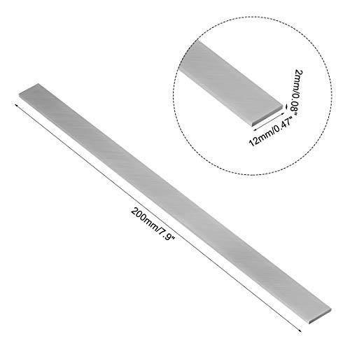 Uxcell HSS Bit za alat za strug 2mm x 12mm x 200mm, kvadratni strug za okretanje za alat, brzi čelik pravougaoni mlin za muhe, 2kom