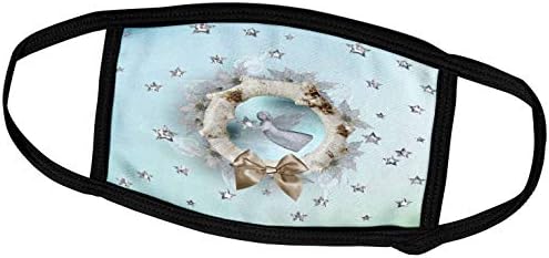 3Droza Slika anđela u Poinsettia vijenac, dizajn zvijezda, sepia, plavi - poklopci za lice