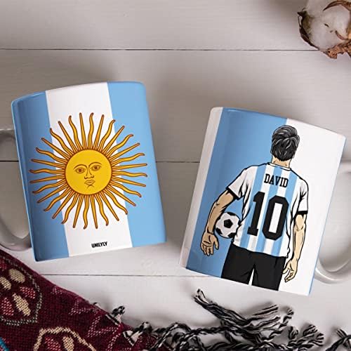 Jednostrano personalizirana šolja za kafu Argentina reprezentacija prilagođeno ime broj bijele keramičke šolje fudbalski pokloni za