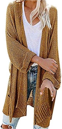 Foviguo Otvoreni prednji kardigan ženski trendy jesen dugi rukav Radni džepni džep pleteni kardigan čvrsta vreća