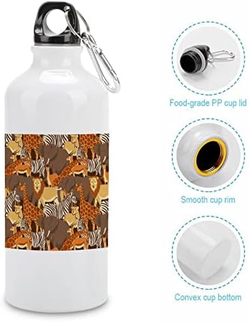 Afrički životinje Lion Slon Giraffe aluminijumska boca za vodu Bijela sportska boca Putovanja Procurila na vodu sa kopčom sa kopčom