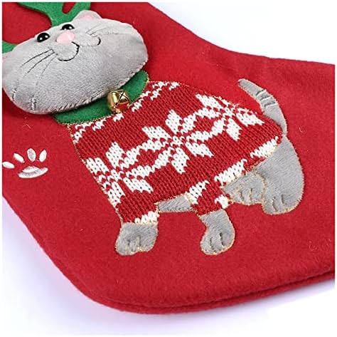 Deflab čarape Božićne čarape, mačka i pas uzorka Božićne čarape, Božićna dekoracija drvva, ukrasne vješanje, dječje torbe Božićne